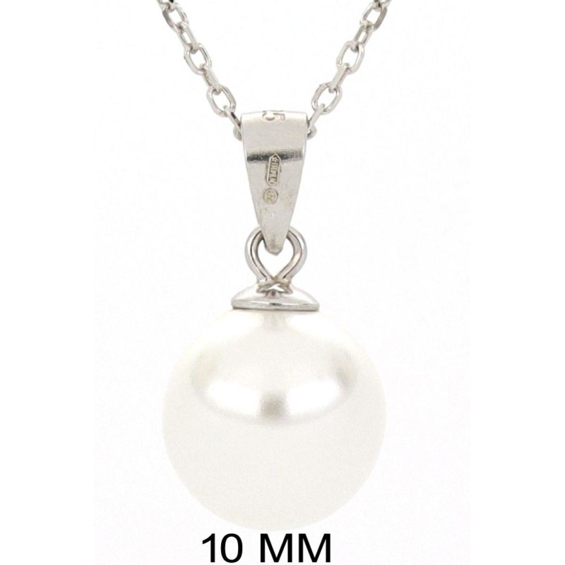 PENDENTE CON CATENA PERLA 10 MM IN ARGENTO 925