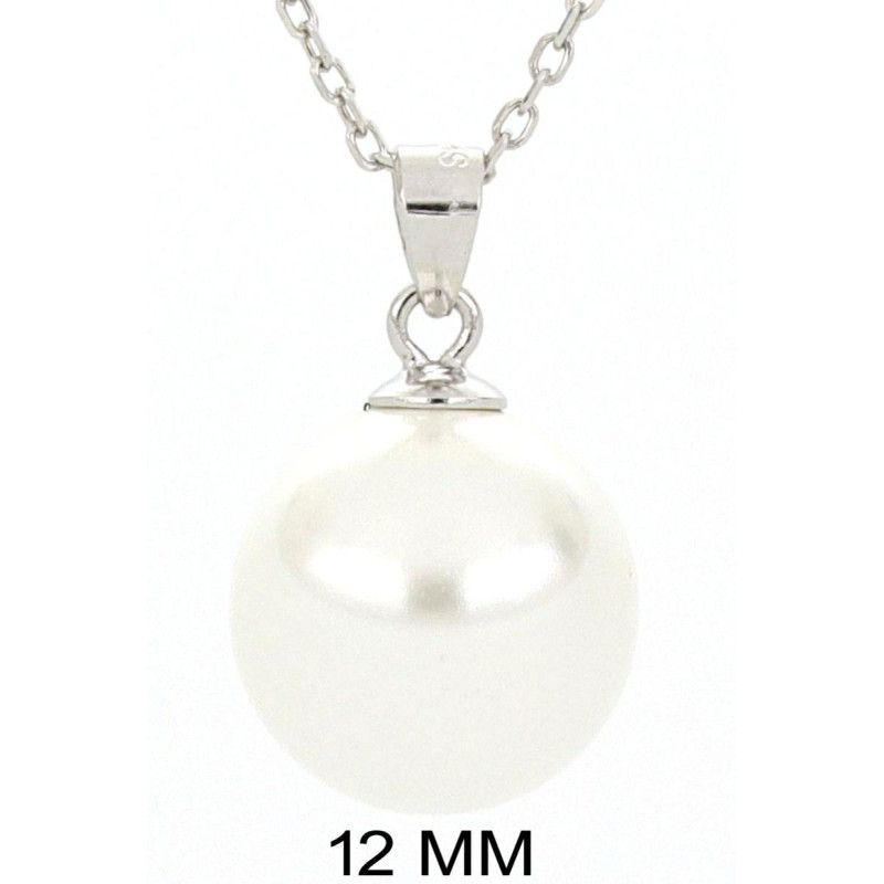 PENDENTE CON CATENA PERLA 12 MM IN ARGENTO 925