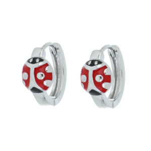 ORECCHINI MM 6X7 COCCINELLA PORTAFORTUNA IN ARGENTO 925