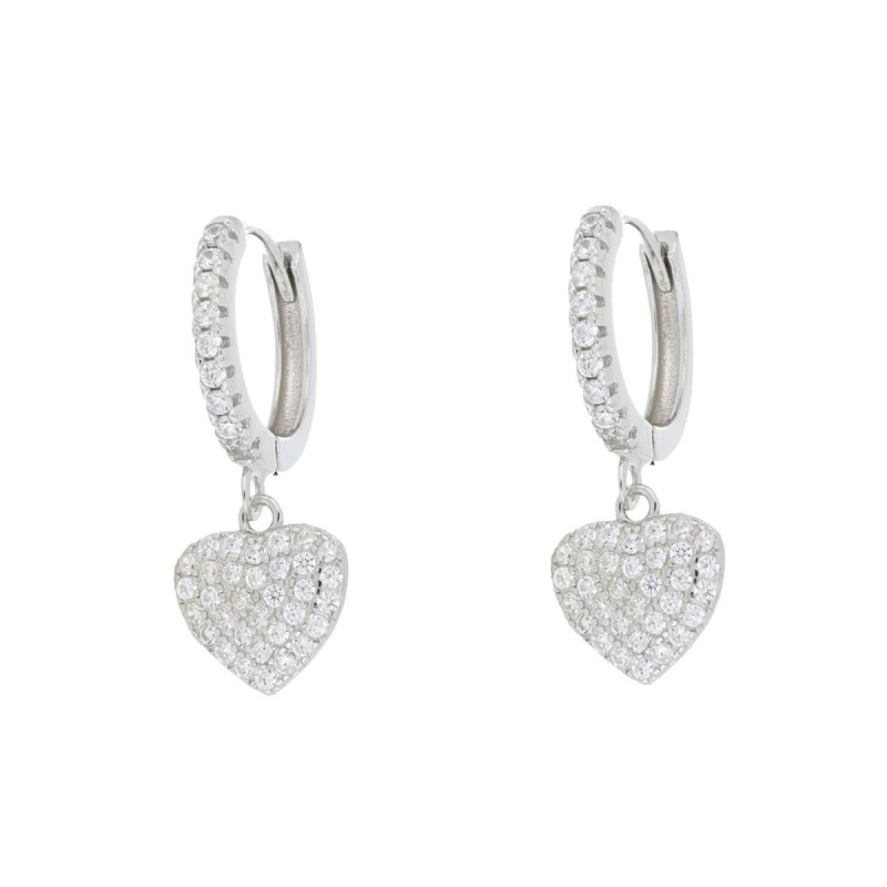 ORECCHINI BOCCOLE MM 12 IN ARGENTO 925 CUORE MM 8