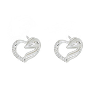 ORECCHINI MISTI IN ARGENTO 925 UNICORNO CON CUORE