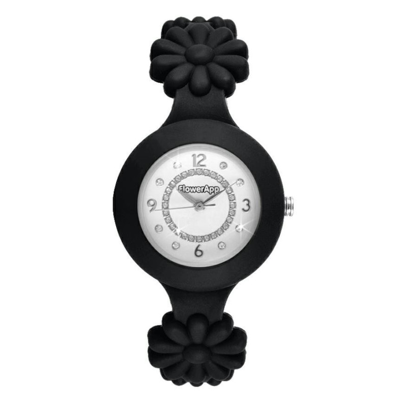 OROLOGIO FLOWERAPP IN SILICONE CON ZIRCONI NERO