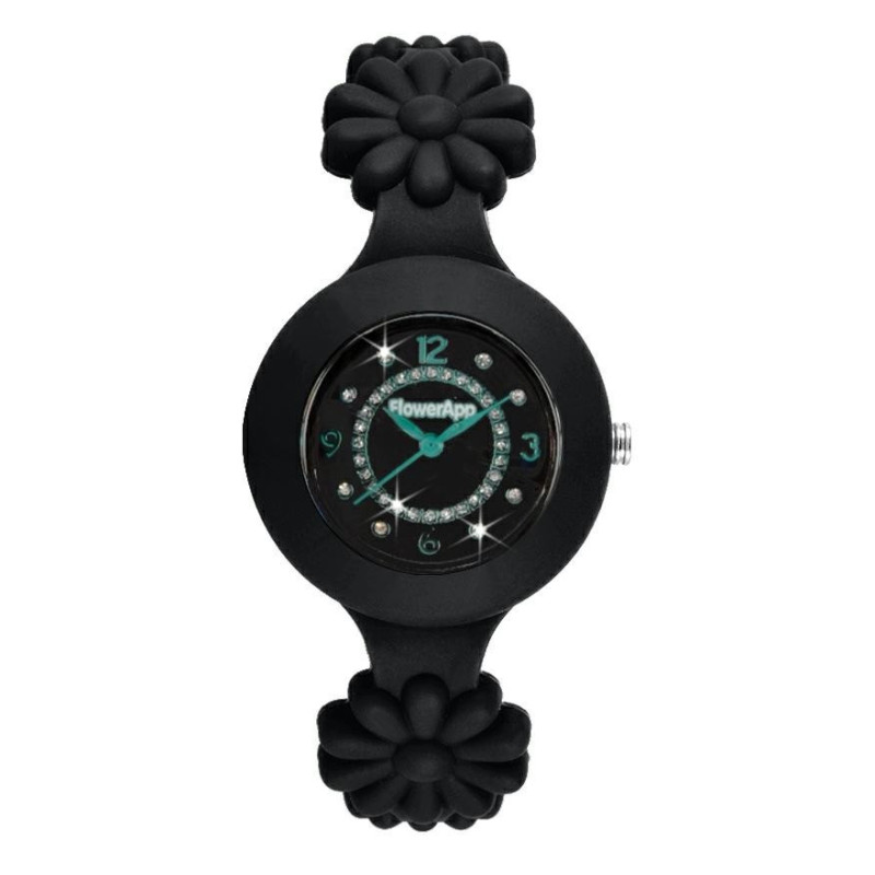 OROLOGIO FLOWERAPP IN SILICONE CON ZIRCONI NERO