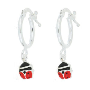 ORECCHINI BABY COCCINELLA MM 8 CON BOCCOLA MM 12 IN ARGENTO 925