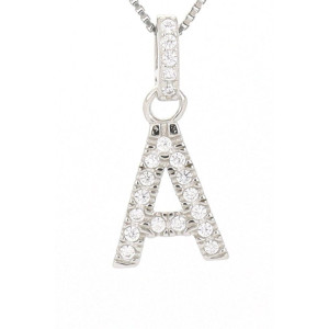 PENDENTE LETTERA A MM 14 IN ARGENTO ZIRCONATO + CATENA