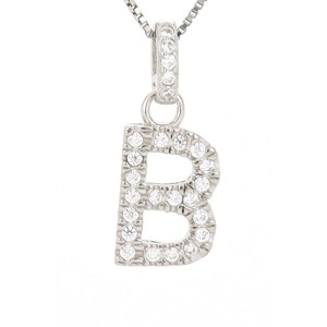 PENDENTE LETTERA B MM 14 IN ARGENTO ZIRCONATO + CAT