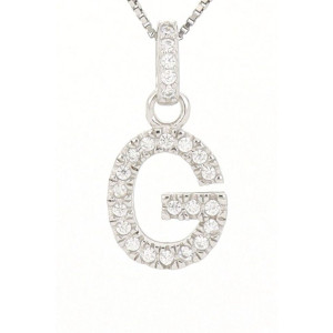 PENDENTE LETTERA G MM 14 IN ARGENTO ZIRCONATO + CATENA