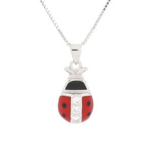 PENDENTE PORTAFORTUNA IN ARGENTO 925 COCCINELLA MM 12