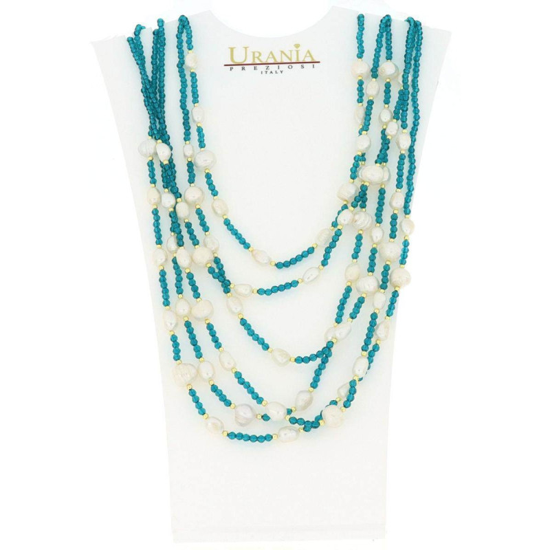 COLLANA PERSEFONE 50 CM IN PIETRA PERLA E CRISTALLO 10 MM