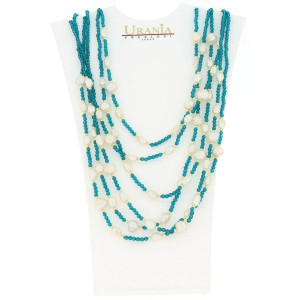 COLLANA PERSEFONE 50 CM IN PIETRA PERLA E CRISTALLO 10 MM