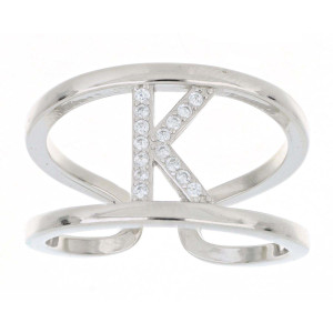 ANELLO ETERNITY LETTERA K LARG MM 12 IN ARGENTO 925