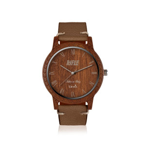 OROLOGIO UOMO IN LEGNO CASSA SANDALO ROSSO INCISA CINT PELLE INV