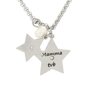 COLLANA "MAMMA" IN ACCIAIO CON STELLA CM 2 CATENA CM 50