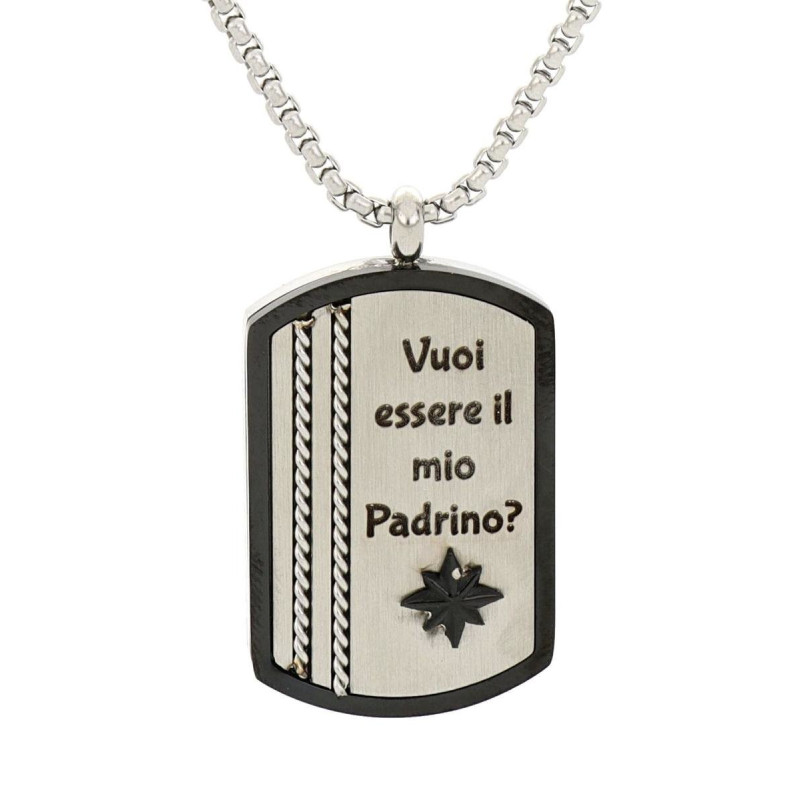 COLLANA PERSONALIZZATO IN ACCIAIO "VUOI ESSERE IL MIO PADRINO"