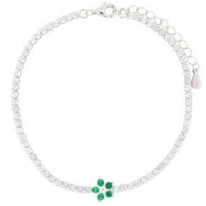 BRACCIALE TENNIS 2MM CM 17+3 IN ARGENTO 925 CON FIORE 7 MM