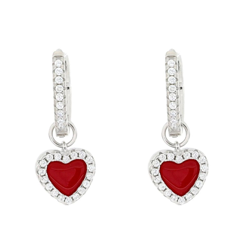 ORECCHINI BOCCOLE MM 12 IN ARGENTO 925 CUORE MM 9