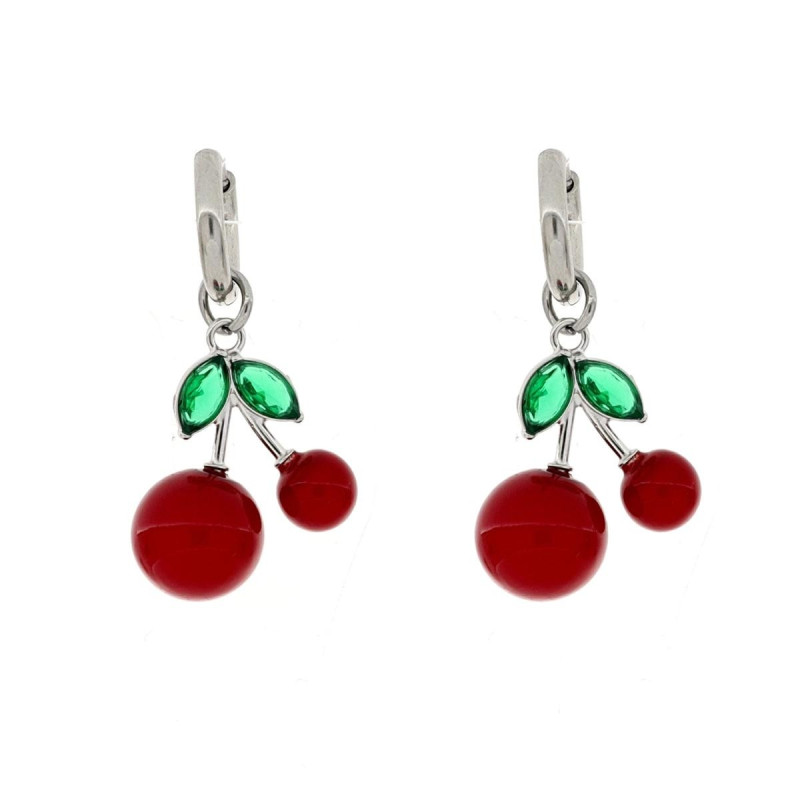 ORECCHINI CHERRY IN ACCIAIO CILIEGIA MM 11