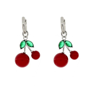 ORECCHINI CHERRY IN ACCIAIO CILIEGIA MM 11