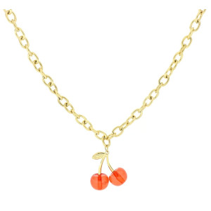 COLLANA CM 42+4 CHERRY IN ACCIAIO CILIEGIA MM 9