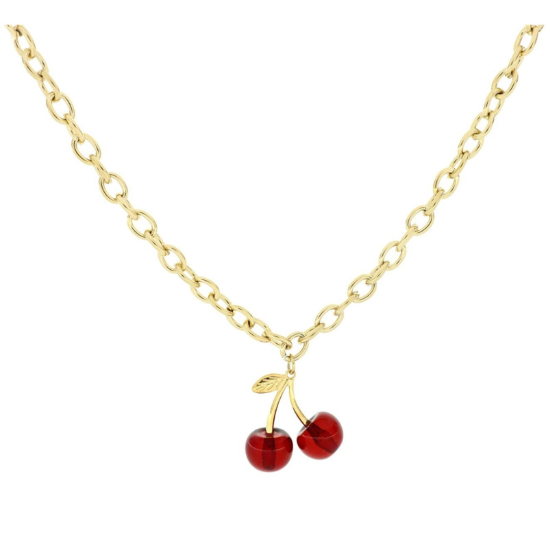 COLLANA CM 42+4 CHERRY IN ACCIAIO CILIEGIA MM 9