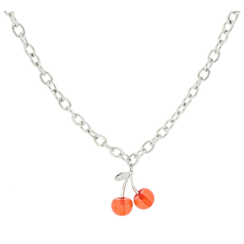 COLLANA CM 42+4 CHERRY IN ACCIAIO CILIEGIA MM 9