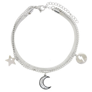 BRACCIALE CM 17+4 SNAKE IN ACCIAIO LUNA MM 14X10