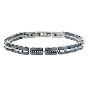 BRACCIALE UOMO E CERAMICA CM 21 IN ACCIAIO