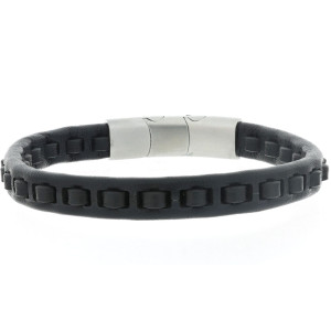 BRACCIALE CM 21 UOMO IN PELLE E ACCIAIO MM 7