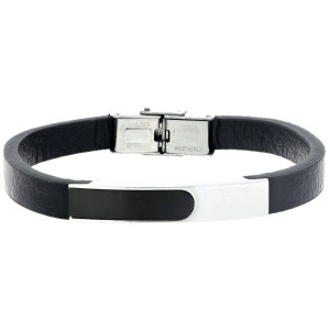 BRACCIALE CM 22 UOMO IN PELLE E ACCIAIO MM 7