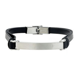 BRACCIALE CM 22 UOMO IN PELLE E ACCIAIO MM 6