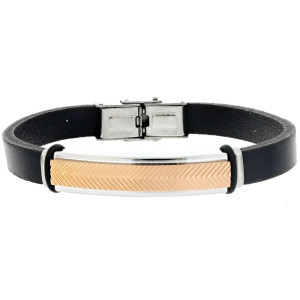 BRACCIALE CM 21 UOMO IN PELLE E ACCIAIO MM 9