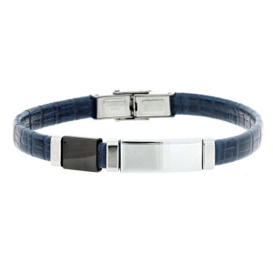 BRACCIALE CM 21 UOMO IN PELLE E ACCIAIO MM 8