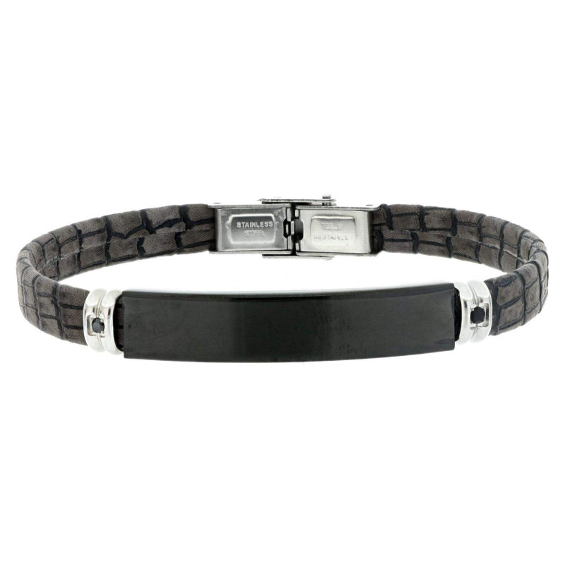 BRACCIALE CM 21 UOMO IN PELLE E ACCIAIO MM 8