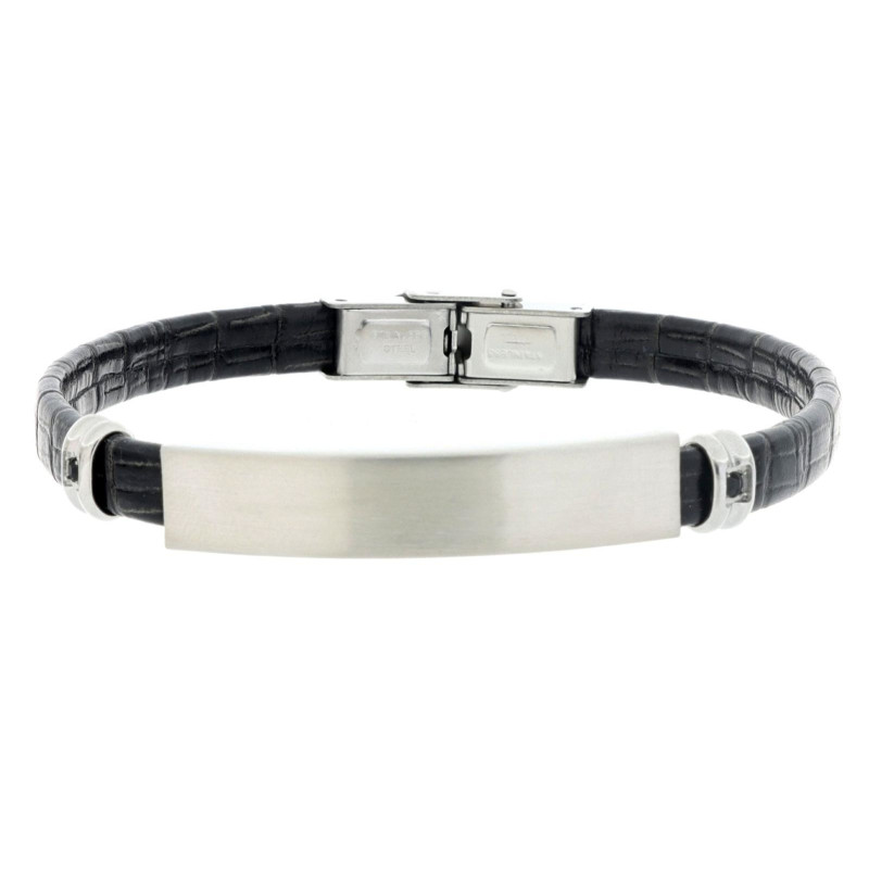 BRACCIALE CM 21 UOMO IN PELLE E ACCIAIO MM 8