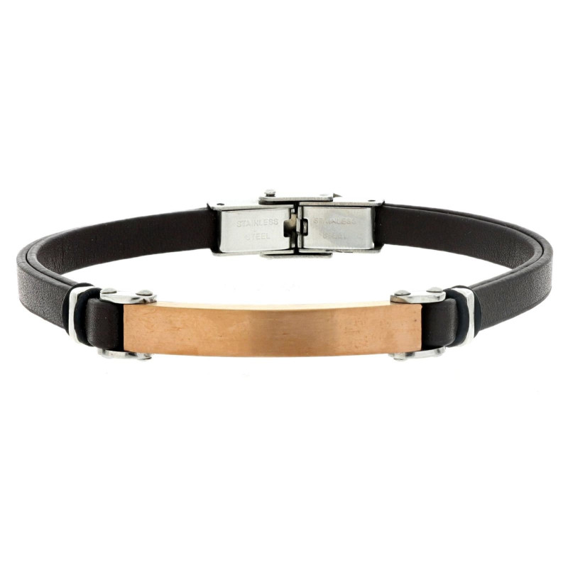 BRACCIALE CM 21 UOMO IN PELLE E ACCIAIO MM 6