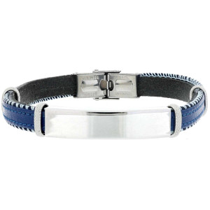 BRACCIALE CM 21 UOMO IN PELLE E ACCIAIO MM 9