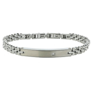 BRAC.IN ACCIAIO CM 22 CON 1 DIAMANTE BIANCO I/SI 1MM CT0,008