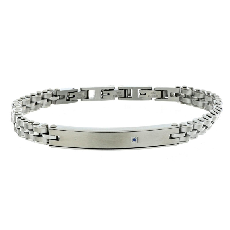 BRAC.IN ACCIAIO CM 22 CON 1 DIAMANTE BLU/SI 1MM CT 0,008