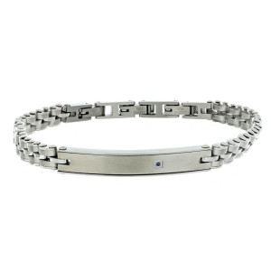 BRAC.IN ACCIAIO CM 22 CON 1 DIAMANTE BLU/SI 1MM CT 0,008