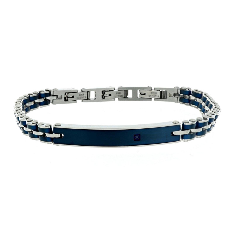 BRAC.IN ACCIAIO CM 22 CON 1 DIAMANTE BLU/SI 1MM CT 0,008