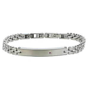 BRAC.IN ACCIAIO CM 22 CON 1 DIAMANTE ROSSO/SI 1MM CT0,008