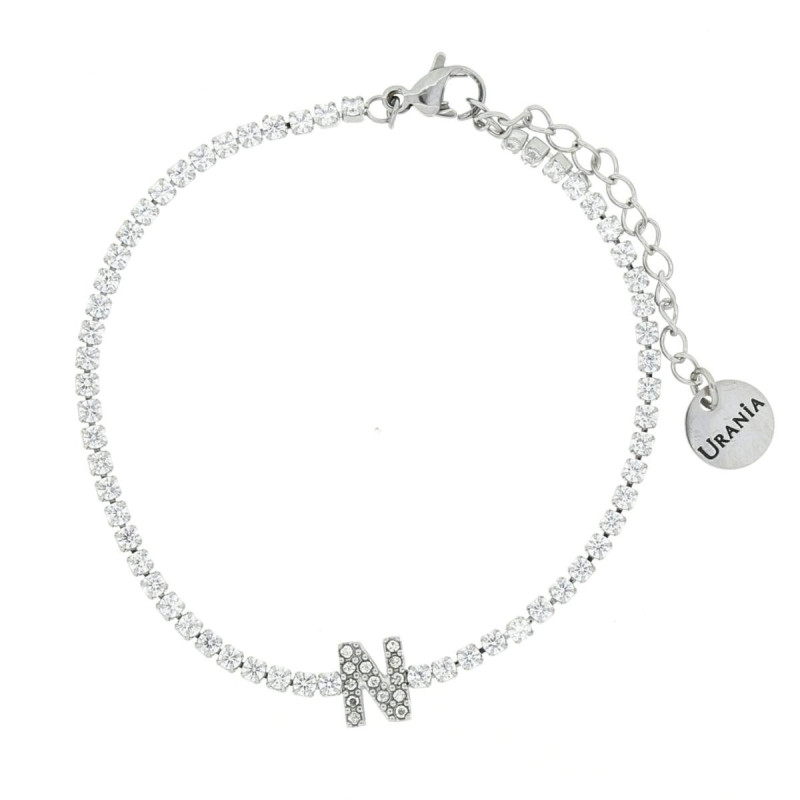 BRACCIALE TENNIS LETTERA N IN ACCIAIO