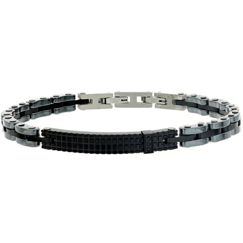 BRACCIALE CM 19+1 UOMO IN ACCIAIO E CERAMICA MM 6