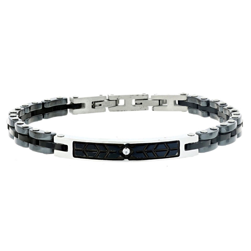 BRACCIALE CM 19+1 UOMO IN ACCIAIO E CERAMICA MM 6