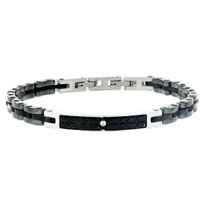 BRACCIALE CM 19+1 UOMO IN ACCIAIO E CERAMICA MM 6