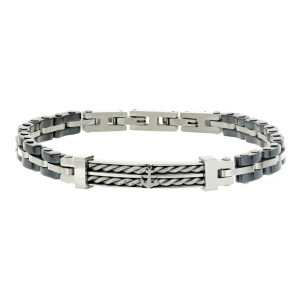 BRACCIALE CM 19+1 UOMO IN ACCIAIO E CERAMICA MM 6