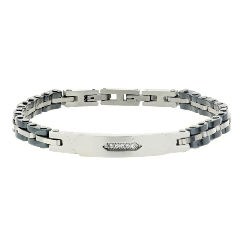 BRACCIALE CM 19+1 UOMO IN ACCIAIO E CERAMICA MM 6