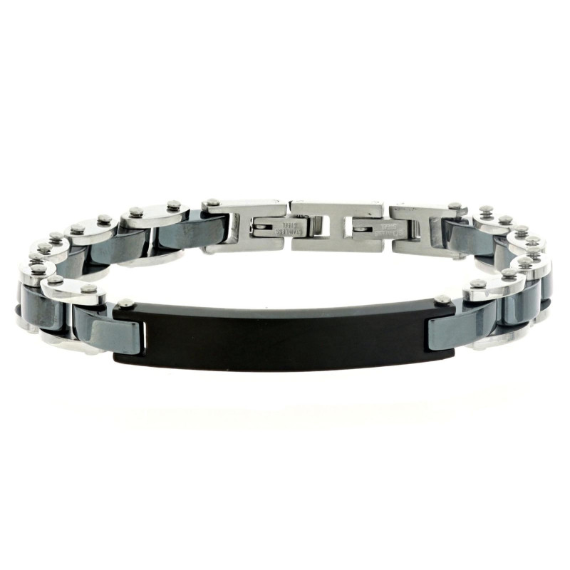 BRACCIALE CM 19+1 UOMO IN ACCIAIO E CERAMICA MM 6