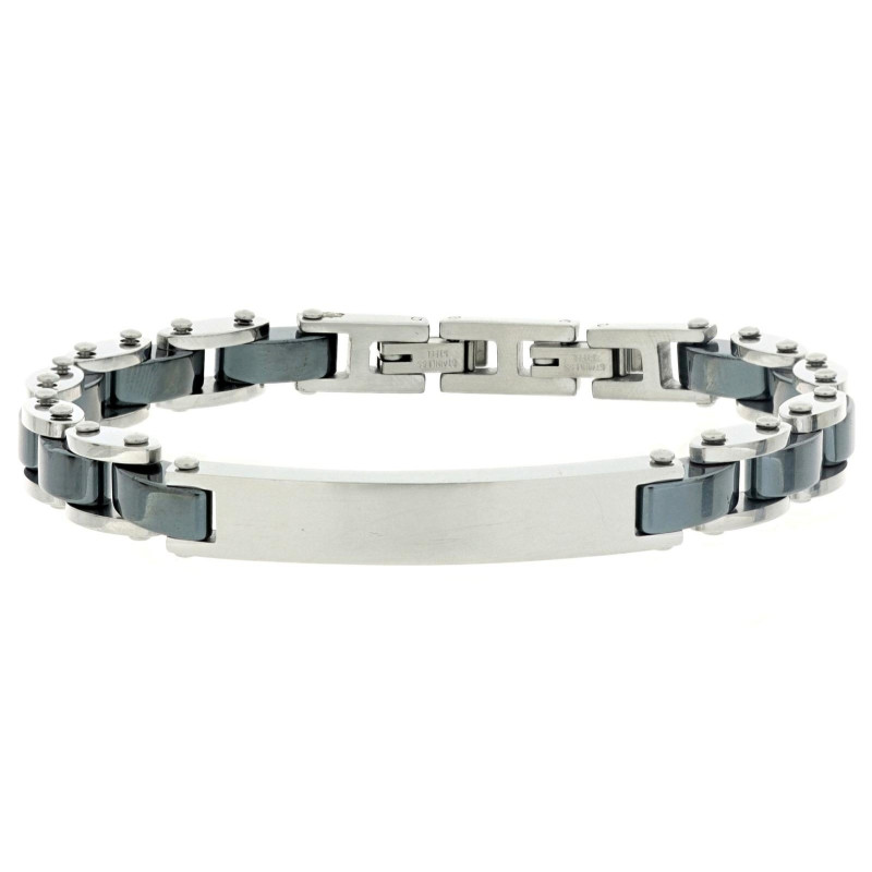 BRACCIALE CM 19+1 UOMO IN ACCIAIO E CERAMICA MM 6