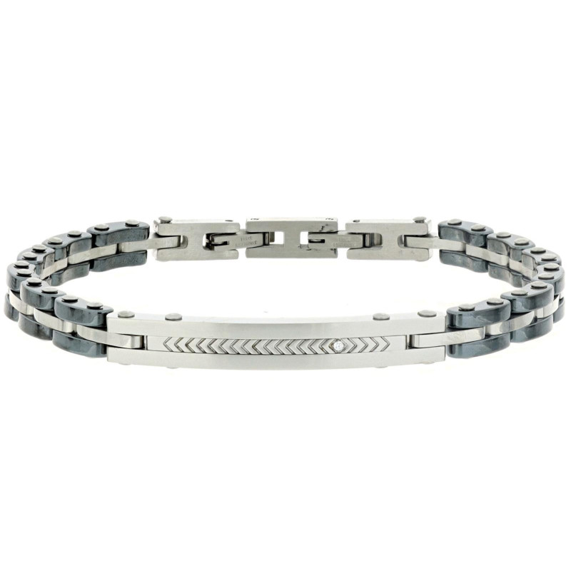 BRACCIALE CM 19+1 UOMO IN ACCIAIO E CERAMICA MM 6